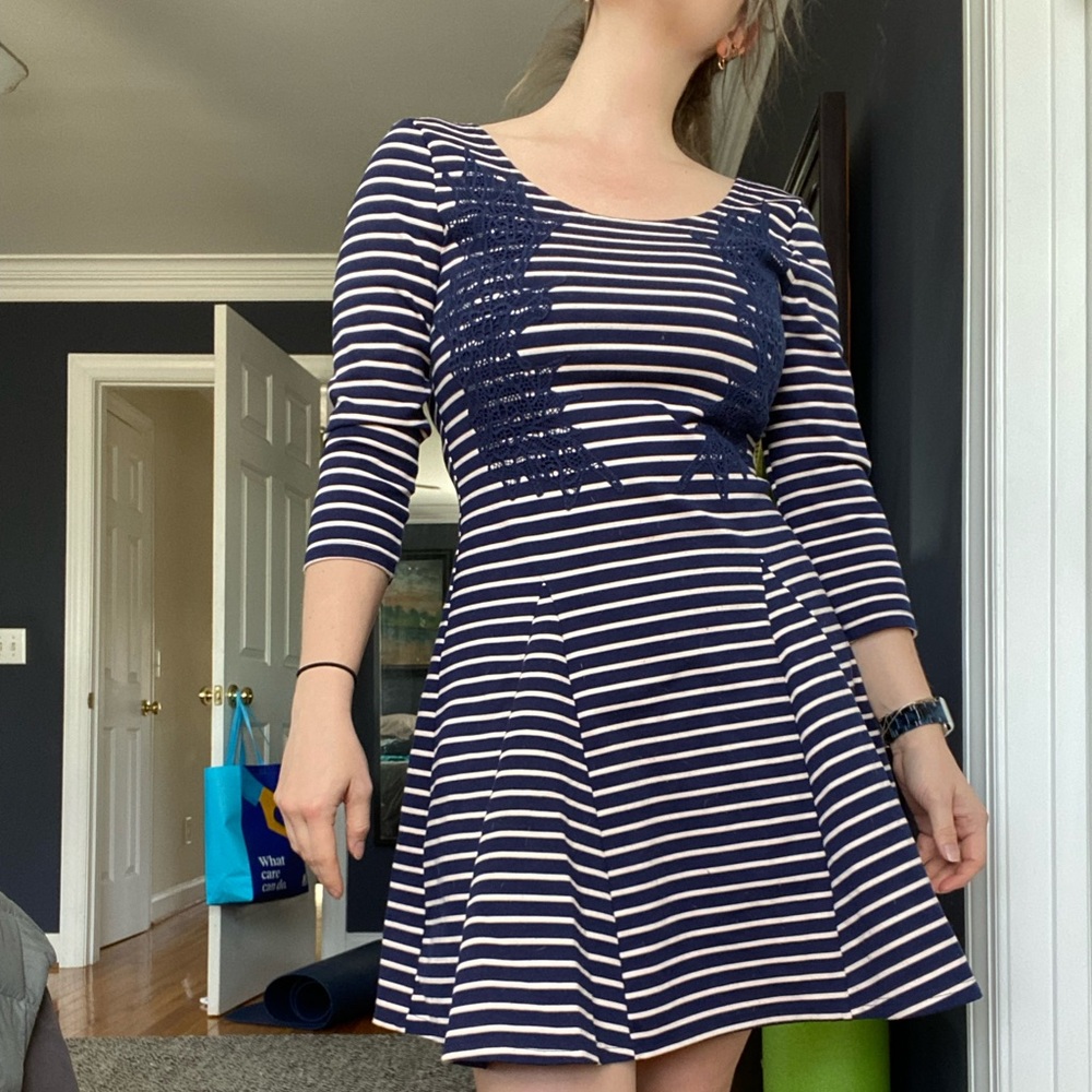 Free People striped shirt dress with embroidery detail